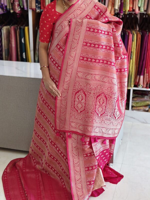 Georgette Banarasi saree pink - Banarasi Sarees by Shreekari Silks