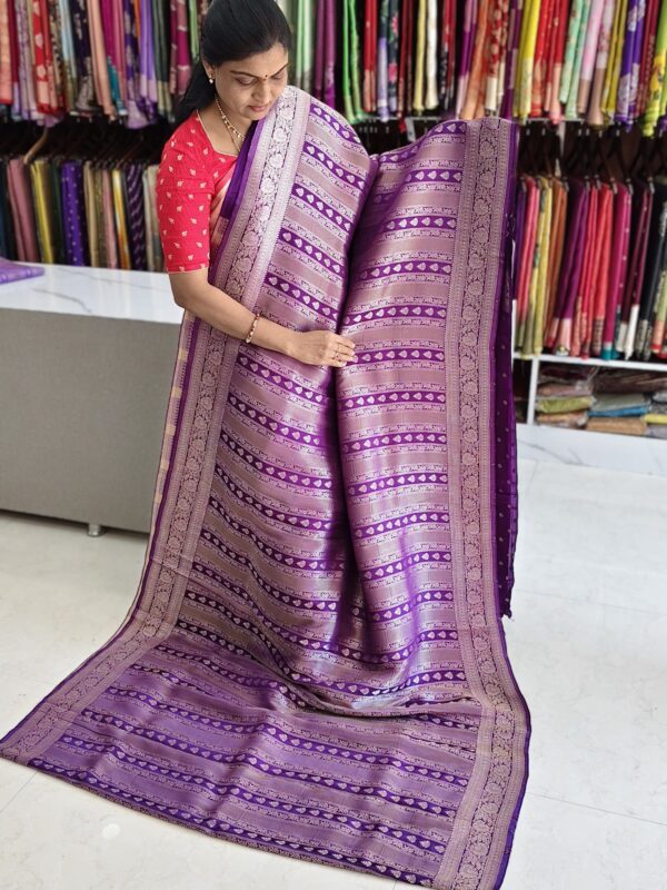 Georgette Banarasi saree purple blue - Banarasi Sarees by Shreekari Silks Georgette Banarasi saree purple blue