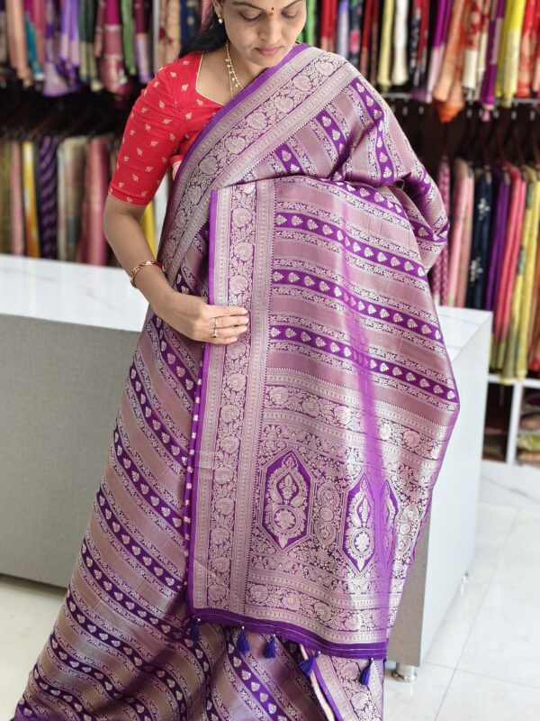 Georgette Banarasi saree purple blue - Banarasi Sarees by Shreekari Silks