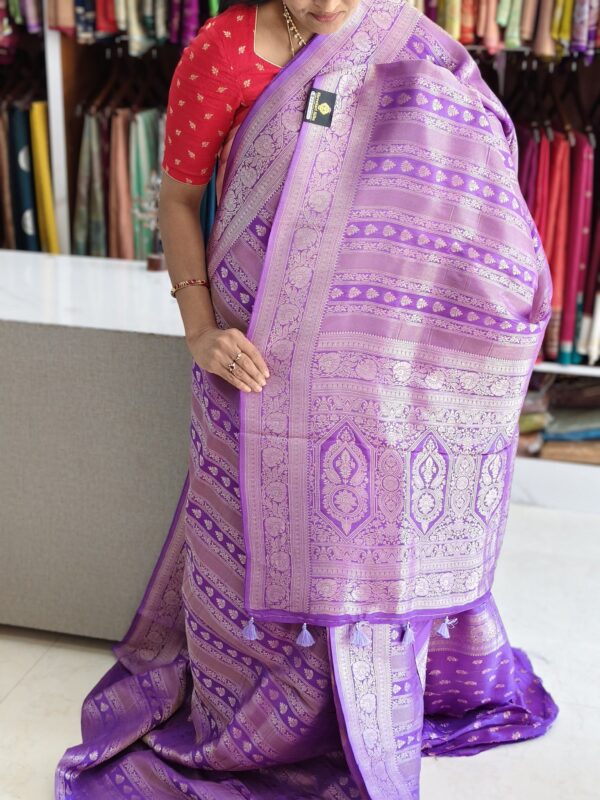 Georgette Banarasi saree light purple - Banarasi Sarees by Shreekari Silks