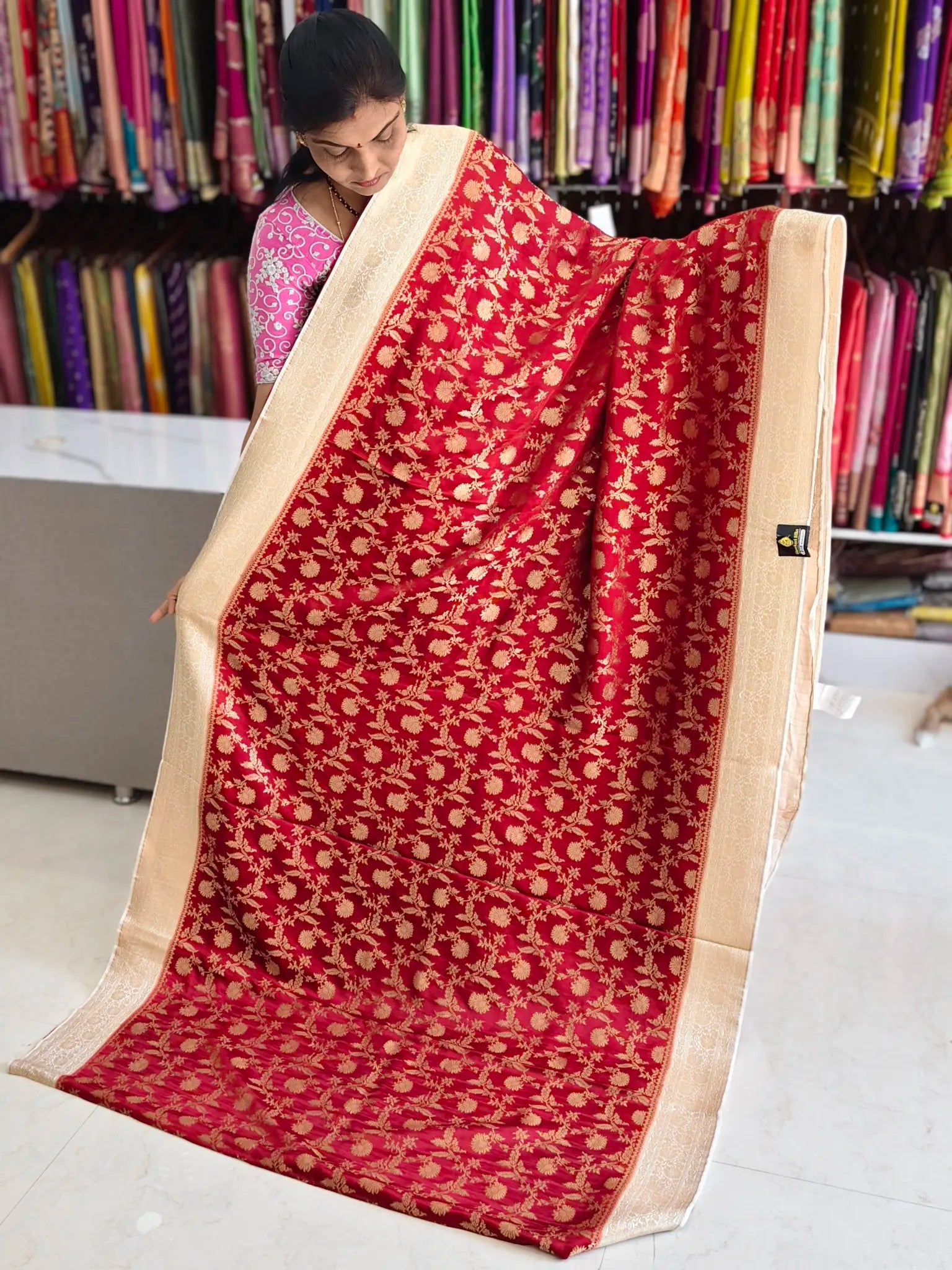 Satin Banarasi saree - Banarasi Sarees by Shreekari Silks Satin Banarasi saree