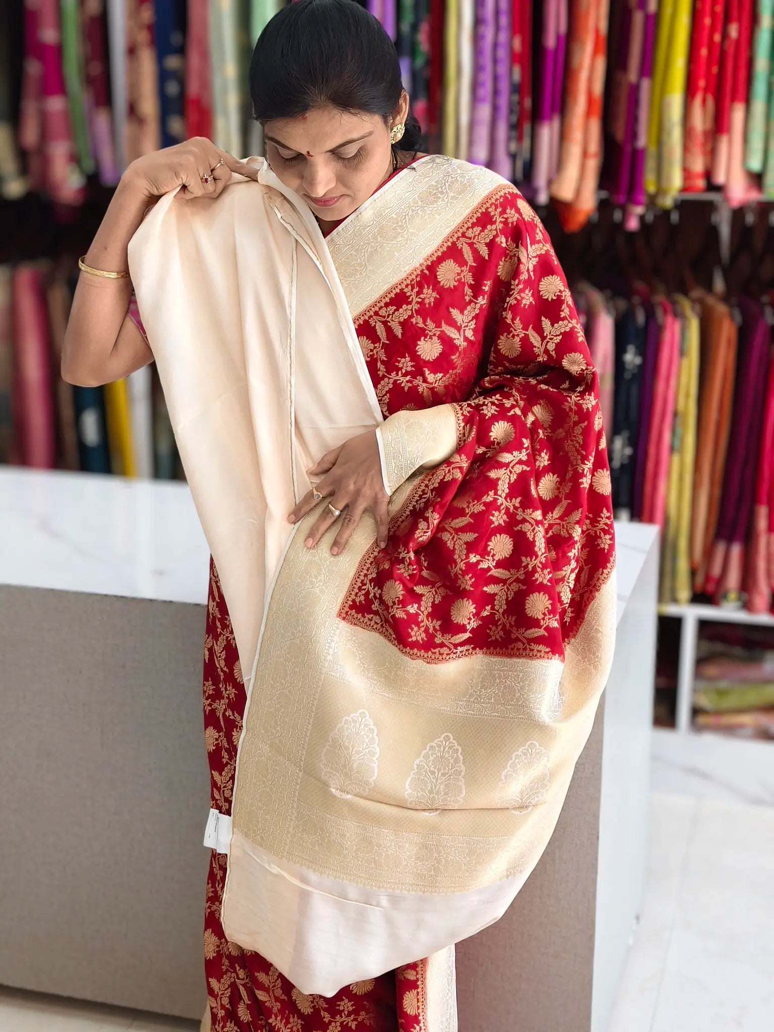 Satin Banarasi saree - Banarasi Sarees by Shreekari Silks Satin Banarasi saree - Image 3