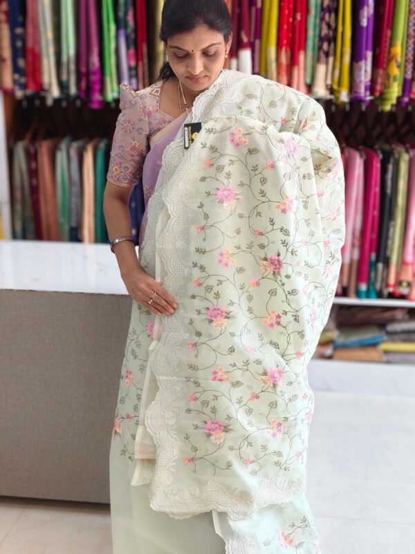 Kora Banarasi allover embroidery work saree - Banarasi Sarees by Shreekari Silks