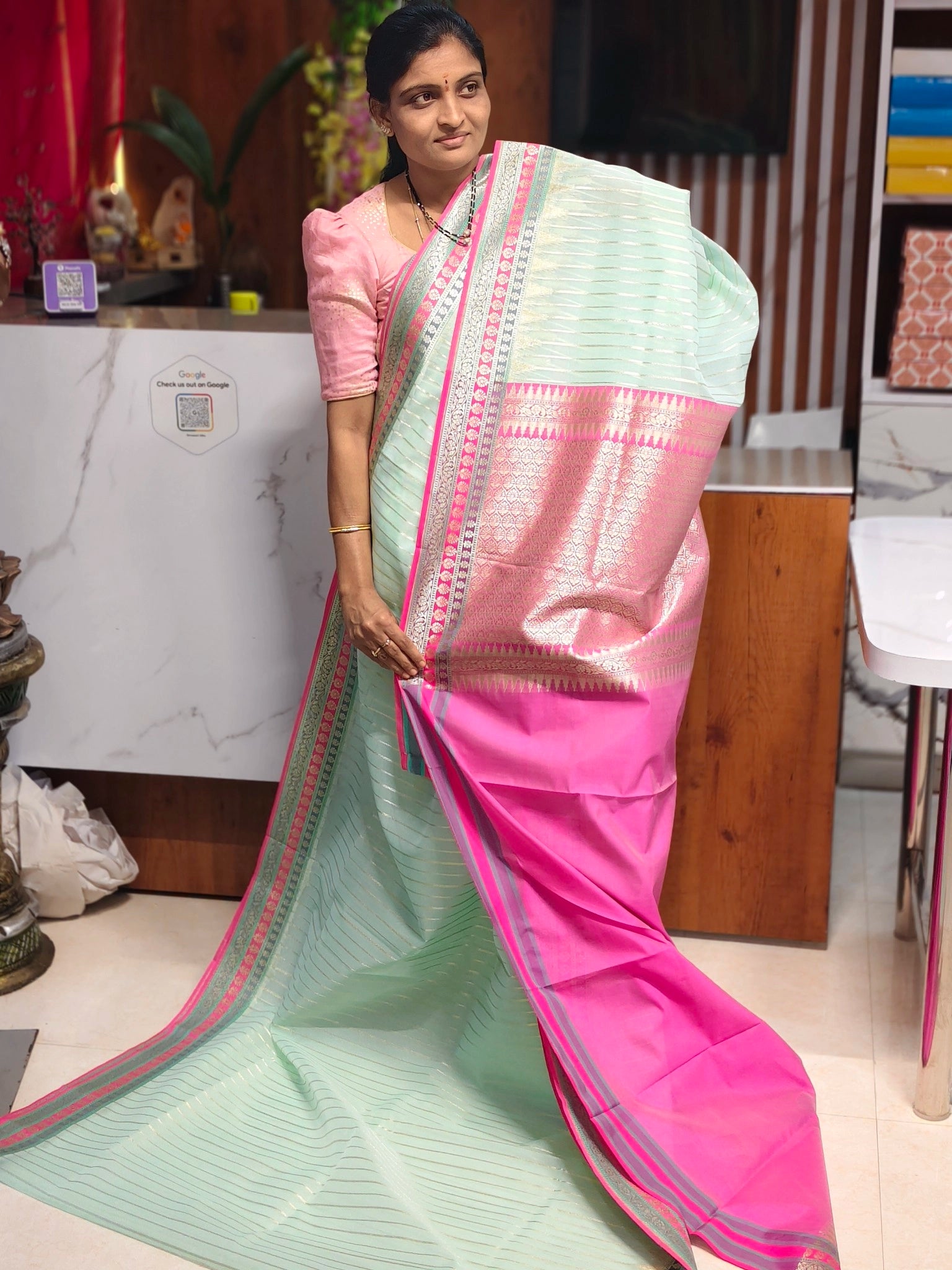 Kora Banarasi saree - Banarasi Sarees by Shreekari Silks Kora Banarasi saree - Image 2