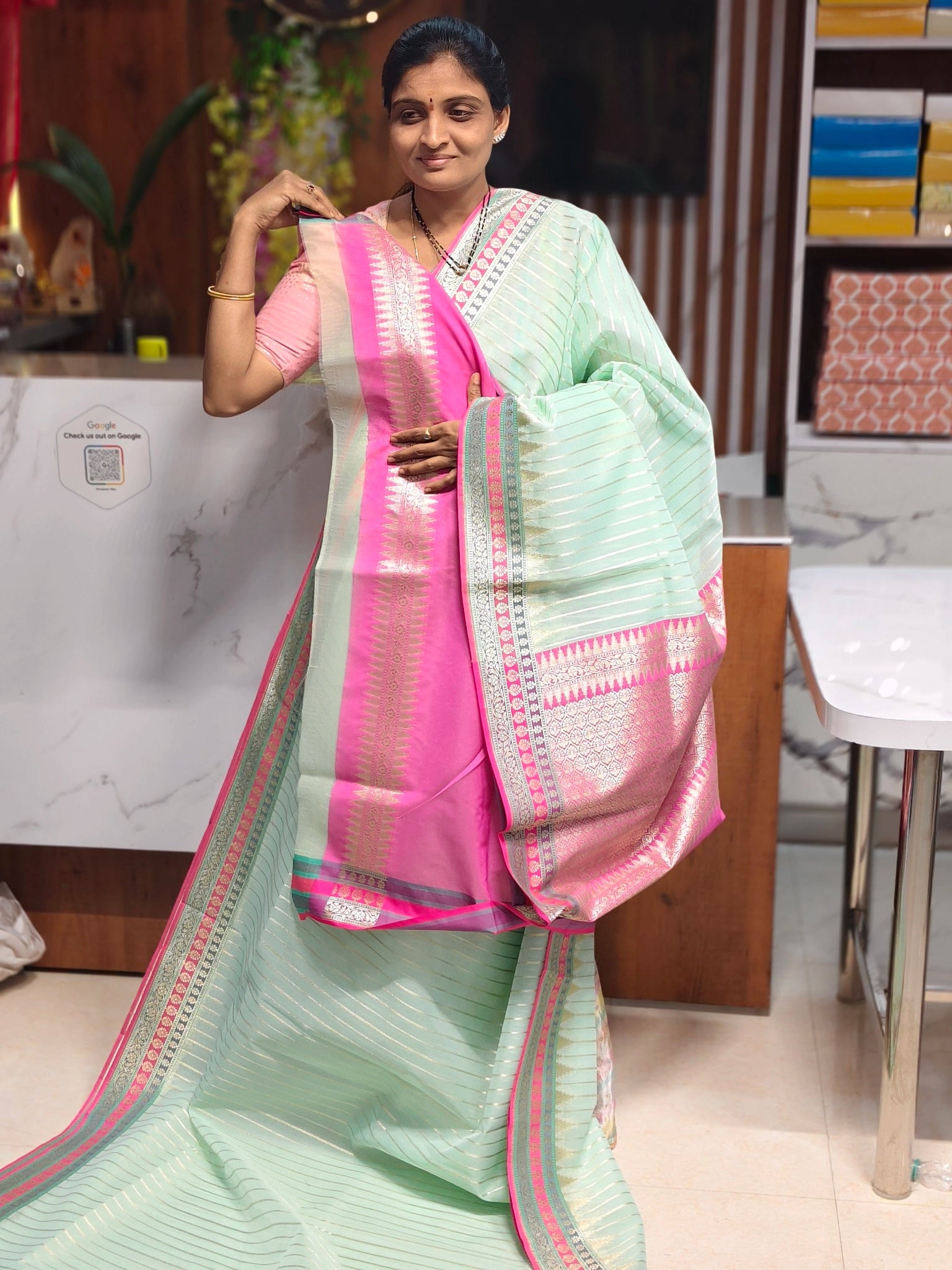 Kora Banarasi saree - Banarasi Sarees by Shreekari Silks Kora Banarasi saree - Image 3