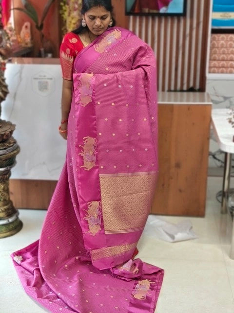 Banarasi checks saree - Banarasi Sarees by Shreekari Silks